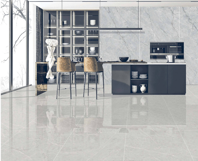 600x600mm Bulgarian Grey& Cream Color Polished Glazed Porcelain Tile