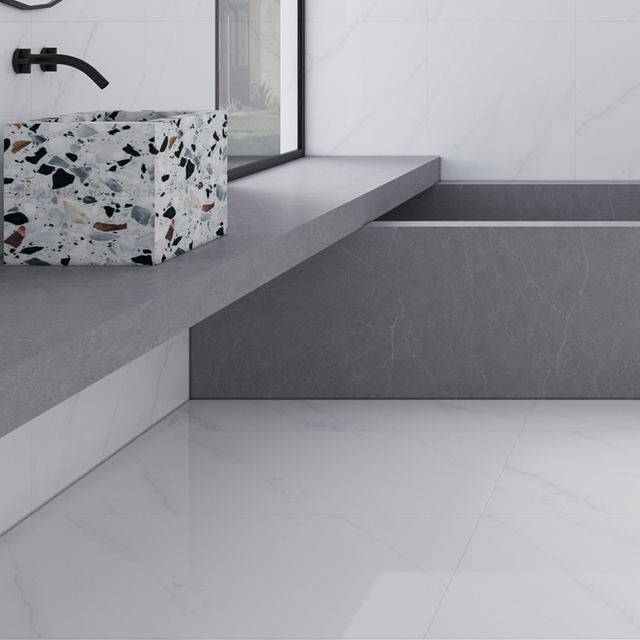 Snow White Beauty: 600x1200mm Porcelain Tiles with Snowflake Texture